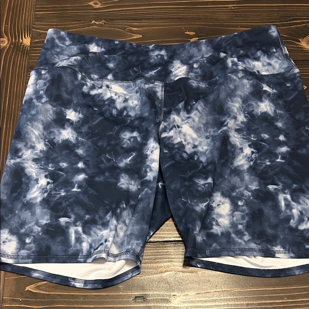 Blue and White Tie-Dye Bike shorts